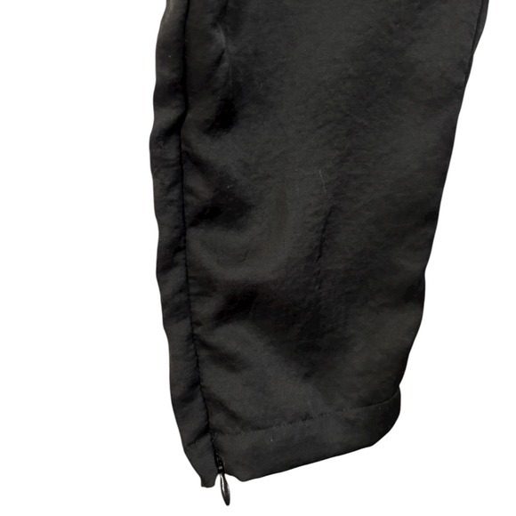 BEBE Black Satin Utility Jumpsuit Sz S Mock Neck Zip Tapered Leg Belted Y2K Goth - Picture 12 of 15